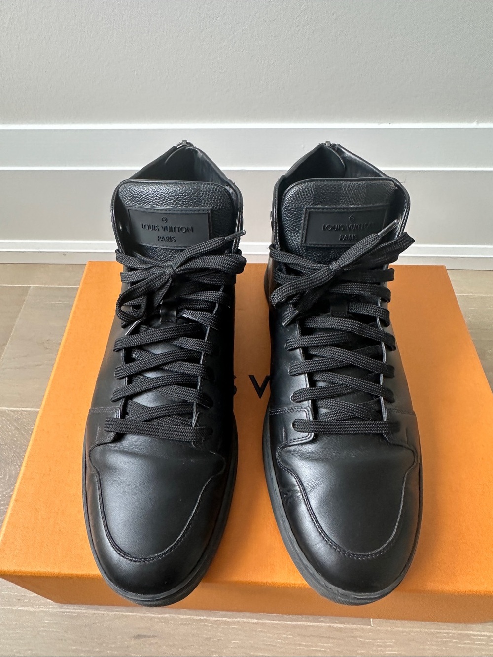 Louis Vuitton Black Men's High-Top Leather Boots Sneakers